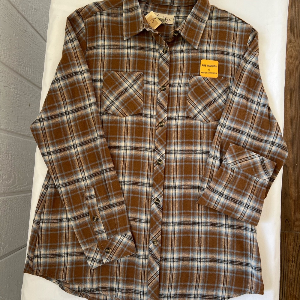 Men's Brown and White Plaid Casual Shirt By Cedar Rose